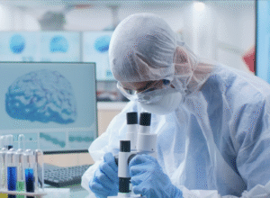 Doctor researching peptides